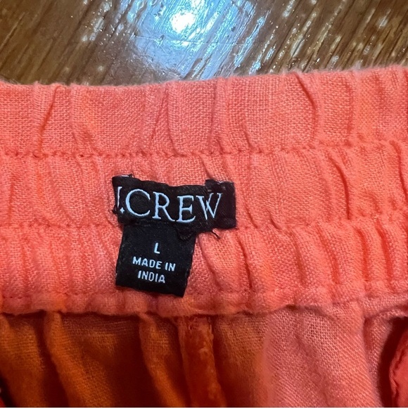 J. Crew Apricot Orange Linen Cropped Pull On Pants Size Large Lagenlook Beachy - Picture 2 of 12